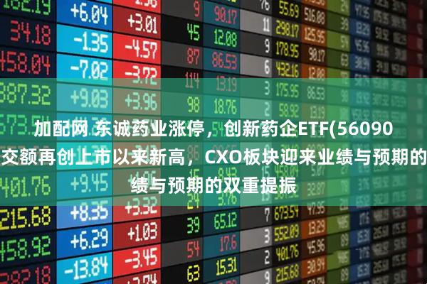 加配网 东诚药业涨停,创新药企ETF(560900)盘中成交额再创上市以来新高,CXO板块迎来业绩与预期的双重提振